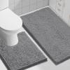 imageSmiry Bathroom Rugs and Mats Set 2 Piece U Shaped Chenille Bath Mat and UShaped Toilet Rug Set Non Slip Absorbent Shaggy Bath Rug for Tub Shower and Bath Room 30quot x 20quot24quot x 20quot WhiteDark Grey