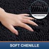 imageSmiry Bathroom Rugs and Mats Set 2 Piece U Shaped Chenille Bath Mat and UShaped Toilet Rug Set Non Slip Absorbent Shaggy Bath Rug for Tub Shower and Bath Room 30quot x 20quot24quot x 20quot WhiteBlack