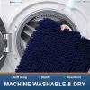 imageSmiry Bathroom Rugs and Mats Set 2 Piece U Shaped Chenille Bath Mat and UShaped Toilet Rug Set Non Slip Absorbent Shaggy Bath Rug for Tub Shower and Bath Room 30quot x 20quot24quot x 20quot WhiteNavy Blue