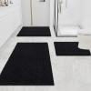 imageSmiry Bathroom Rugs and Mats Set 2 Piece U Shaped Chenille Bath Mat and UShaped Toilet Rug Set Non Slip Absorbent Shaggy Bath Rug for Tub Shower and Bath Room 30quot x 20quot24quot x 20quot WhiteBlack