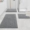 imageSmiry Bathroom Rugs and Mats Set 2 Piece U Shaped Chenille Bath Mat and UShaped Toilet Rug Set Non Slip Absorbent Shaggy Bath Rug for Tub Shower and Bath Room 30quot x 20quot24quot x 20quot WhiteDark Grey