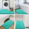 imageSmiry Bathroom Rugs and Mats Set 2 Piece U Shaped Chenille Bath Mat and UShaped Toilet Rug Set Non Slip Absorbent Shaggy Bath Rug for Tub Shower and Bath Room 30quot x 20quot24quot x 20quot WhiteTurquoise
