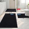 imageSmiry Bathroom Rugs and Mats Set 2 Piece U Shaped Chenille Bath Mat and UShaped Toilet Rug Set Non Slip Absorbent Shaggy Bath Rug for Tub Shower and Bath Room 30quot x 20quot24quot x 20quot WhiteBlack