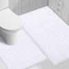 imageSmiry Bathroom Rugs and Mats Set 2 Piece U Shaped Chenille Bath Mat and UShaped Toilet Rug Set Non Slip Absorbent Shaggy Bath Rug for Tub Shower and Bath Room 30quot x 20quot24quot x 20quot WhiteWhite