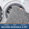 imageSmiry Bathroom Rugs and Mats Set 2 Piece U Shaped Chenille Bath Mat and UShaped Toilet Rug Set Non Slip Absorbent Shaggy Bath Rug for Tub Shower and Bath Room 30quot x 20quot24quot x 20quot WhiteGrey