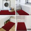 imageSmiry Bathroom Rugs and Mats Set 2 Piece U Shaped Chenille Bath Mat and UShaped Toilet Rug Set Non Slip Absorbent Shaggy Bath Rug for Tub Shower and Bath Room 30quot x 20quot24quot x 20quot WhiteBurgundy