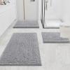 imageSmiry Bathroom Rugs and Mats Set 2 Piece U Shaped Chenille Bath Mat and UShaped Toilet Rug Set Non Slip Absorbent Shaggy Bath Rug for Tub Shower and Bath Room 30quot x 20quot24quot x 20quot WhiteGrey