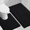 imageSmiry Bathroom Rugs and Mats Set 2 Piece U Shaped Chenille Bath Mat and UShaped Toilet Rug Set Non Slip Absorbent Shaggy Bath Rug for Tub Shower and Bath Room 30quot x 20quot24quot x 20quot WhiteBlack