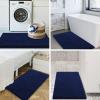 imageSmiry Bathroom Rugs and Mats Set 2 Piece U Shaped Chenille Bath Mat and UShaped Toilet Rug Set Non Slip Absorbent Shaggy Bath Rug for Tub Shower and Bath Room 30quot x 20quot24quot x 20quot WhiteNavy Blue