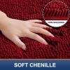 imageSmiry Bathroom Rugs and Mats Set 2 Piece U Shaped Chenille Bath Mat and UShaped Toilet Rug Set Non Slip Absorbent Shaggy Bath Rug for Tub Shower and Bath Room 30quot x 20quot24quot x 20quot WhiteBurgundy
