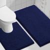 imageSmiry Bathroom Rugs and Mats Set 2 Piece U Shaped Chenille Bath Mat and UShaped Toilet Rug Set Non Slip Absorbent Shaggy Bath Rug for Tub Shower and Bath Room 30quot x 20quot24quot x 20quot WhiteNavy Blue