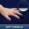 imageSmiry Bathroom Rugs and Mats Set 2 Piece U Shaped Chenille Bath Mat and UShaped Toilet Rug Set Non Slip Absorbent Shaggy Bath Rug for Tub Shower and Bath Room 30quot x 20quot24quot x 20quot WhiteNavy Blue