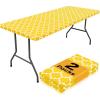 imageSmiry 2 Pack Rectangle Table Cloth 6 Foot Waterproof Elastic Fitted Tablecloths Windproof Washable Polyester Table Cover for Picnic Camping Outdoor Black 30quotx72quotYellow