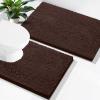 imageSmiry Bathroom Rugs Set 2 Piece Soft Absorbent Chenille Bath Mat and UShaped Toilet Rug Set Non Slip Shaggy Bath Carpet for Tub Shower and Floor 24x1624x20 BlackBrown
