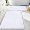 imageSmiry Bathroom Rugs Sets 2 Piece Soft Absorbent Chenille Machine Washable Non Slip Shaggy Bath Rug Set for Tub Shower and Floor 30x2024x16 BeigeWhite