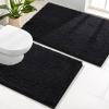 imageSmiry Bathroom Rugs and Mats Set 2 Piece U Shaped Chenille Bath Mat and UShaped Toilet Rug Set Non Slip Absorbent Shaggy Bath Rug for Tub Shower and Bath Room 30quot x 20quot24quot x 20quot WhiteBlack