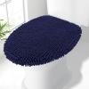 imageSmiry Soft Chenille Bathroom Toilet Lid Cover Machine Washable Covers 175x15 Fits Most Round Elongated and Oblong Lids Accessories Decor BlackNavy Blue