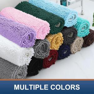 imageSmiry Bathroom Rugs and Mats Set 2 Piece U Shaped Chenille Bath Mat and UShaped Toilet Rug Set Non Slip Absorbent Shaggy Bath Rug for Tub Shower and Bath Room 30quot x 20quot24quot x 20quot WhiteNavy Blue