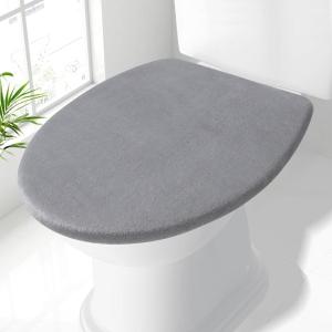 imageSmiry Soft Chenille Bathroom Toilet Lid Cover Machine Washable Covers 175x15 Fits Most Round Elongated and Oblong Lids Accessories Decor BlackGrey
