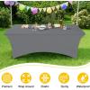 imageSmiry 2 Pack Spandex Table Cloth 6FT Elastic Fitted Stretch Tablecloths for Rectangle Tables Washable Table Cover for Outdoor Wedding Banquet ampamp Parties Navy 72Lx30Wx30H InchGrey