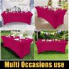 imageSmiry 2 Pack Spandex Table Cloth 6FT Elastic Fitted Stretch Tablecloths for Rectangle Tables Washable Table Cover for Outdoor Wedding Banquet ampamp Parties Navy 72Lx30Wx30H InchFuchsia