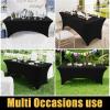 imageSmiry 2 Pack Spandex Table Cloth 6FT Elastic Fitted Stretch Tablecloths for Rectangle Tables Washable Table Cover for Outdoor Wedding Banquet ampamp Parties Navy 72Lx30Wx30H InchBlack
