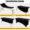 imageSmiry 2 Pack Spandex Table Cloth 6FT Elastic Fitted Stretch Tablecloths for Rectangle Tables Washable Table Cover for Outdoor Wedding Banquet ampamp Parties Navy 72Lx30Wx30H InchBlack