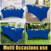 imageSmiry 2 Pack Spandex Table Cloth 6FT Elastic Fitted Stretch Tablecloths for Rectangle Tables Washable Table Cover for Outdoor Wedding Banquet ampamp Parties Navy 72Lx30Wx30H InchBlue