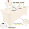 imageSmiry 2 Pack Spandex Table Cloth 6FT Elastic Fitted Stretch Tablecloths for Rectangle Tables Washable Table Cover for Outdoor Wedding Banquet ampamp Parties Navy 72Lx30Wx30H InchBeige