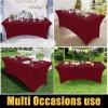 imageSmiry 2 Pack Spandex Table Cloth 6FT Elastic Fitted Stretch Tablecloths for Rectangle Tables Washable Table Cover for Outdoor Wedding Banquet ampamp Parties Navy 72Lx30Wx30H InchWine Red