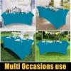 imageSmiry 2 Pack Spandex Table Cloth 6FT Elastic Fitted Stretch Tablecloths for Rectangle Tables Washable Table Cover for Outdoor Wedding Banquet ampamp Parties Navy 72Lx30Wx30H InchTeal