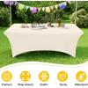 imageSmiry 2 Pack Spandex Table Cloth 6FT Elastic Fitted Stretch Tablecloths for Rectangle Tables Washable Table Cover for Outdoor Wedding Banquet ampamp Parties Navy 72Lx30Wx30H InchBeige
