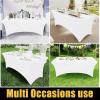 imageSmiry 2 Pack Spandex Table Cloth 6FT Elastic Fitted Stretch Tablecloths for Rectangle Tables Washable Table Cover for Outdoor Wedding Banquet ampamp Parties Navy 72Lx30Wx30H InchWhite