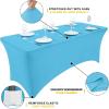 imageSmiry 2 Pack Spandex Table Cloth 6FT Elastic Fitted Stretch Tablecloths for Rectangle Tables Washable Table Cover for Outdoor Wedding Banquet ampamp Parties Navy 72Lx30Wx30H InchBlue Mist