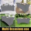 imageSmiry 2 Pack Spandex Table Cloth 6FT Elastic Fitted Stretch Tablecloths for Rectangle Tables Washable Table Cover for Outdoor Wedding Banquet ampamp Parties Navy 72Lx30Wx30H InchGrey