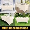 imageSmiry 2 Pack Spandex Table Cloth 6FT Elastic Fitted Stretch Tablecloths for Rectangle Tables Washable Table Cover for Outdoor Wedding Banquet ampamp Parties Navy 72Lx30Wx30H InchBeige