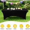 imageSmiry 2 Pack Spandex Table Cloth 6FT Elastic Fitted Stretch Tablecloths for Rectangle Tables Washable Table Cover for Outdoor Wedding Banquet ampamp Parties Navy 72Lx30Wx30H InchBlack