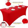 imageSmiry 2 Pack Spandex Table Cloth 6FT Elastic Fitted Stretch Tablecloths for Rectangle Tables Washable Table Cover for Outdoor Wedding Banquet ampamp Parties Navy 72Lx30Wx30H InchRed