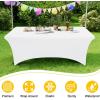 imageSmiry 2 Pack Spandex Table Cloth 6FT Elastic Fitted Stretch Tablecloths for Rectangle Tables Washable Table Cover for Outdoor Wedding Banquet ampamp Parties Navy 72Lx30Wx30H InchWhite