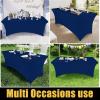 imageSmiry 2 Pack Spandex Table Cloth 6FT Elastic Fitted Stretch Tablecloths for Rectangle Tables Washable Table Cover for Outdoor Wedding Banquet ampamp Parties Navy 72Lx30Wx30H InchNavy