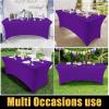 imageSmiry 2 Pack Spandex Table Cloth 6FT Elastic Fitted Stretch Tablecloths for Rectangle Tables Washable Table Cover for Outdoor Wedding Banquet ampamp Parties Navy 72Lx30Wx30H InchPurple