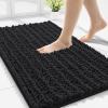 imageSmiry Bathroom Rugs Mat 30x20 Extra Soft Absorbent Chenille Bath Rugs Non Slip Rubber Backing Machine Washable Quick Dry Bath Mats for Bathroom Floor Tub Shower Home Decor Accessories GreyBlack