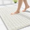 imageSmiry Bathroom Rugs Mat 30x20 Extra Soft Absorbent Chenille Bath Rugs Non Slip Rubber Backing Machine Washable Quick Dry Bath Mats for Bathroom Floor Tub Shower Home Decor Accessories GreyIvory