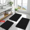 imageSmiry Bathroom Rugs Mat 30x20 Extra Soft Absorbent Chenille Bath Rugs Non Slip Rubber Backing Machine Washable Quick Dry Bath Mats for Bathroom Floor Tub Shower Home Decor Accessories GreyBlack