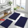 imageSmiry Bathroom Rugs Mat 30x20 Extra Soft Absorbent Chenille Bath Rugs Non Slip Rubber Backing Machine Washable Quick Dry Bath Mats for Bathroom Floor Tub Shower Home Decor Accessories GreyNavy Blue