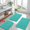 imageSmiry Bathroom Rugs Mat 30x20 Extra Soft Absorbent Chenille Bath Rugs Non Slip Rubber Backing Machine Washable Quick Dry Bath Mats for Bathroom Floor Tub Shower Home Decor Accessories GreyTurquoise