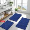 imageSmiry Bathroom Rugs Mat 30x20 Extra Soft Absorbent Chenille Bath Rugs Non Slip Rubber Backing Machine Washable Quick Dry Bath Mats for Bathroom Floor Tub Shower Home Decor Accessories GreyRoyal Blue