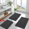 imageSmiry Bathroom Rugs Mat 30x20 Extra Soft Absorbent Chenille Bath Rugs Non Slip Rubber Backing Machine Washable Quick Dry Bath Mats for Bathroom Floor Tub Shower Home Decor Accessories GreyDark Grey