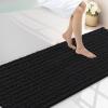 imageSmiry Bathroom Rugs Mat 30x20 Extra Soft Absorbent Chenille Bath Rugs Non Slip Rubber Backing Machine Washable Quick Dry Bath Mats for Bathroom Floor Tub Shower Home Decor Accessories GreyBlack