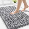 imageSmiry Bathroom Rugs Mat 30x20 Extra Soft Absorbent Chenille Bath Rugs Non Slip Rubber Backing Machine Washable Quick Dry Bath Mats for Bathroom Floor Tub Shower Home Decor Accessories GreyGrey